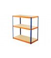 Metallregal Werkstatt Schwerlastregal Helios HNO_106x110x30_3 Böden, Traglast: 350 Kg, Farbe: BLAU/ORANGE