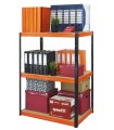Metallregal Werkstatt Schwerlastregal Helios HBO_106x100x60_3 Böden, Traglast: 275 Kg, Farbe: SCHWARZ/ORANGE