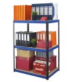 Metallregal Werkstatt Schwerlastregal Helios HBN_106x100x45_3 Böden, Traglast: 275 Kg, Farbe: SCHWARZ/BLAU