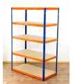 Metallregal Werkstatt Schwerlastregal Helios HNO_196x120x45_5 Böden, Traglast: 400 Kg, Farbe: BLAU/ORANGE