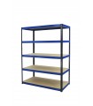 Metallregal Werkstatt Schwerlastregal Helios HBN_196x120x40_5 Böden, Traglast: 275 Kg, Farbe: SCHWARZ/BLAU