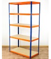 Metallregal Werkstatt Schwerlastregal Helios HNO_196x120x40_5 Böden, Traglast: 350 Kg, Farbe: BLAU/ORANGE