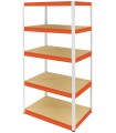 Metallregal Werkstatt Schwerlastregal Helios HWO_196x120x35_5 Böden, Traglast: 350 Kg, Farbe: WEIß/ORANGE