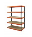 Metallregal Werkstatt Schwerlastregal Helios HBO_196x120x30_5 Böden, Traglast: 175 Kg, Farbe: SCHWARZ/ORANGE