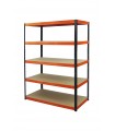 Metallregal Werkstatt Schwerlastregal Helios HBO_196x120x30_5 Böden, Traglast: 400 Kg, Farbe: SCHWARZ/ORANGE
