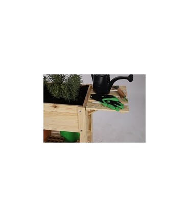 Hochbeet Treibbeet  Kräutergewächshaus mit Tischplatte u.Minigewächshaus, mit INSEKTENHOTEL, OBL_37X80_NAODPBK1, unbehandelt
