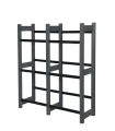 Kistenständer, Ständer für 6 Kisten, Serie RSR (108x106x32 cm), Kiefernholz gebeizt in GRAU/ PCV-Schwarz