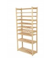 Holzregal Serie LSR ( 162,6 x70x33 cm) , 10 Böden (P4, W6, K0) /Kiefernholz UNBEHANDELT