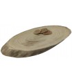 Baumscheibe Tischplatte Holzscheibe ohne Rinde geschliffen , Länge 77 cm, Breite 37cm, Dicke 6 cm, 112706/EICHE, UNIKAT