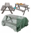 Holz Picknicktisch, Kindersitzgarnitur, KINDERTISCH GARTENTISCH, Tisch & Bank-Set, Kindersitzgruppe für 4 GRAU + Schutzhülle