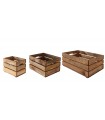 SET Holzkisten Serie SD-3 im 3-er Set in drei Größen, geölt in Braun