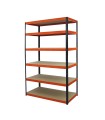 Metallregal Werkstatt Schwerlastregal Helios HBO_196x110x35_6 Böden, Traglast: 175 Kg, Farbe: SCHWARZ/ORANGE
