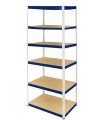 Metallregal Werkstatt Schwerlastregal Helios HWN_196x110x35_6 Böden, Traglast: 275 Kg, Farbe: WEIß/BLAU