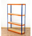 Metallregal Werkstatt Schwerlastregal Helios HNO_180x090x35_4 Böden, Traglast: 175 Kg, Farbe: BLAU/ORANGE
