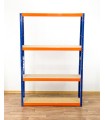 Metallregal Werkstatt Schwerlastregal Helios HNO_180x100x30_4 Böden, Traglast: 350 Kg, Farbe: BLAU/ORANGE